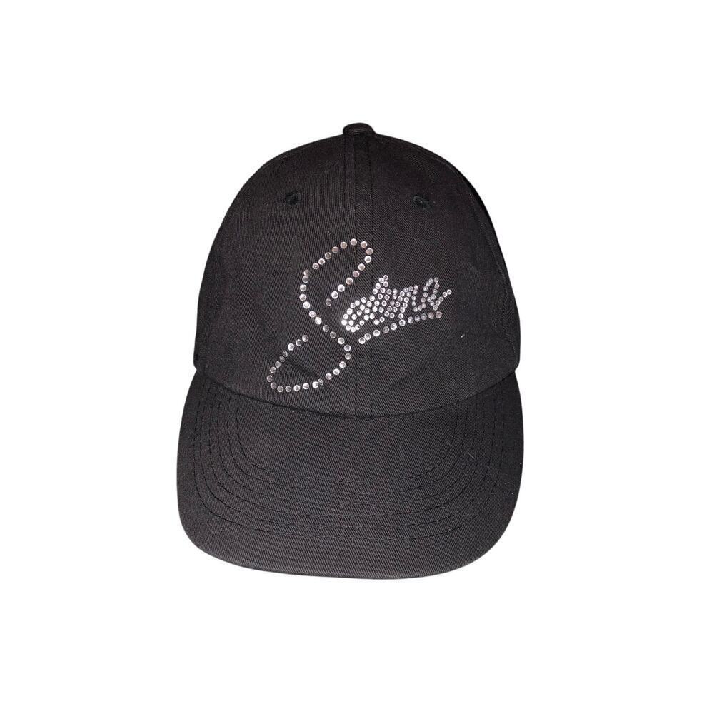 Selena Quintanella Bling Hat Crystal Rhinestone Rose Baseball Cap Black